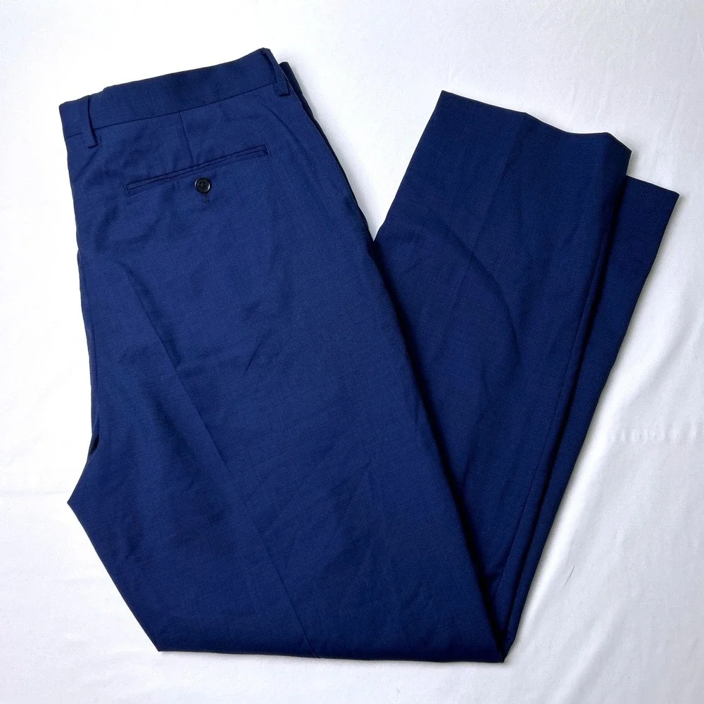Banana Republic Mens Reda Italian Wool Slim Fit Dress Pants Size 35x32 Navy Blue